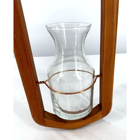 Wood and Glass Terrarium Starter Hanging Vase Plants Succulent Cactus 14" - Picture 7 of 10